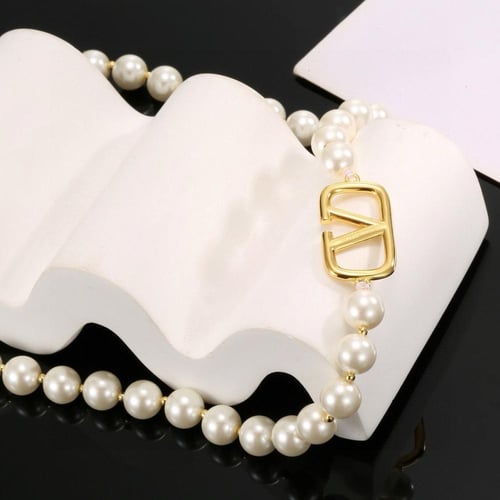 VLOGO SIGNATURE METAL NECKLACE WITH SWAROVSKI® PEA...