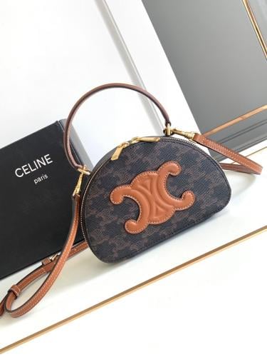 HALF MOON CASE IN TRIOMPHE CANVAS AND CALFSKIN