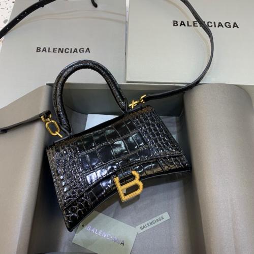 Hourglass XS croc-effect leather tote