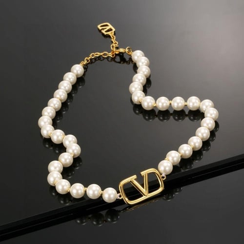 VLOGO SIGNATURE METAL NECKLACE WITH SWAROVSKI® PEA...