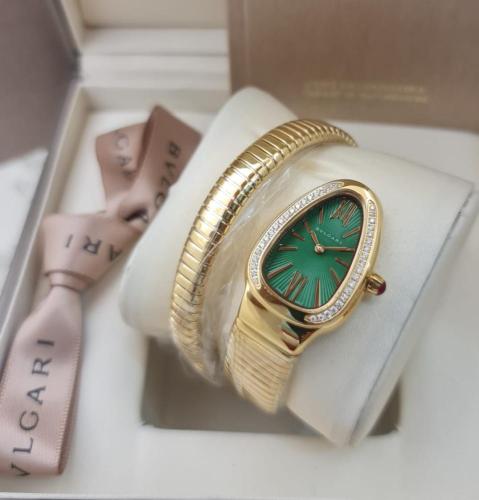 Bulgari Serpenti Women's Watch Gold Green Dial - س...