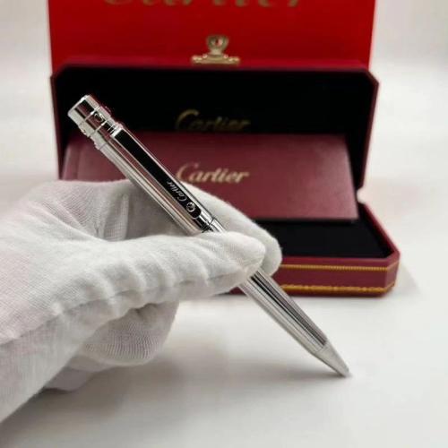 Cartier Santos Silver Stripes Pen - قلم كارتير سان...