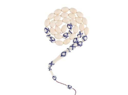 سبحه من العاج بتطعيم من اللابس الأزرق