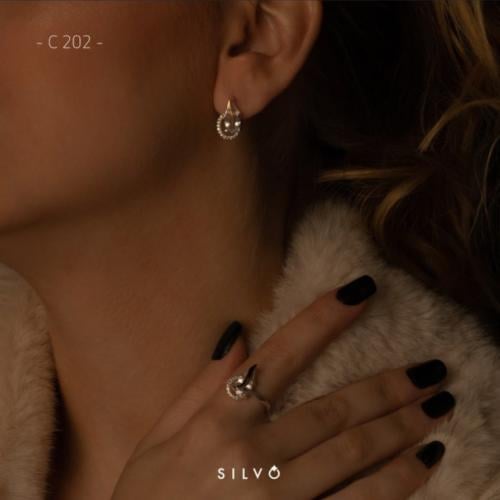 خاتم فضة نسائي مع حلق عيار 925