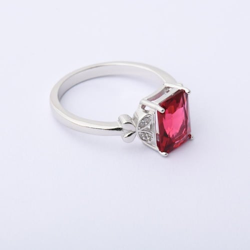 خاتم فضة نسائي عيار 925 لون أحمر