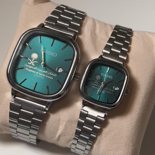 طقم ساعة كاسيو بشعار المملكة