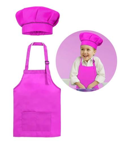 مريلة أطفال مع قبعة شيف لون بنفسجي من عمر 3 إلى 7