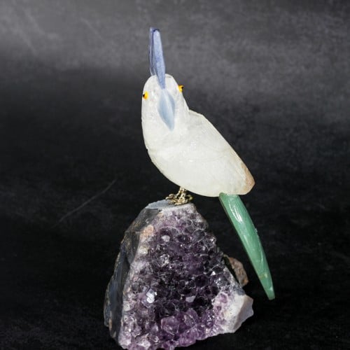 ببغاء كوارتز على حجر الاميثيست