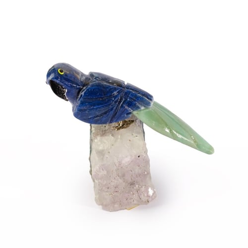 ببغاء بلو كوارتز على حجر الاميثيست