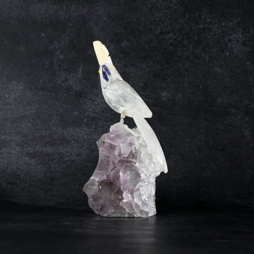 ببغاء كوارتز على حجر الاميثيست