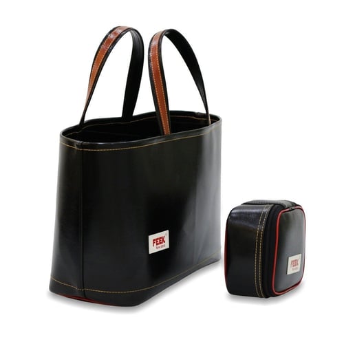 سلة وذفة أسود مع حافظة