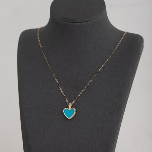 عقد قلب الحب ازرق ذهب عيار 18