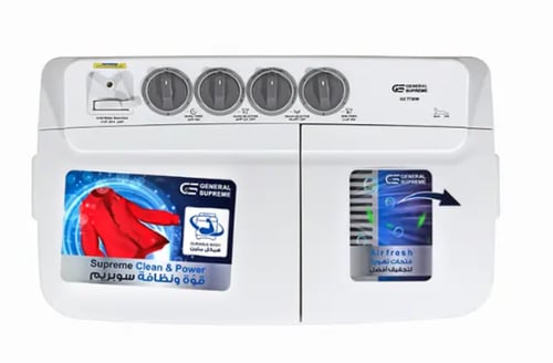 غسالة ملابس جنرال سوبريم , نصف أوتوماتيك حوضين 8 ك...