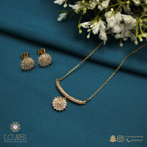 طقم زركون ناعم ذهبي