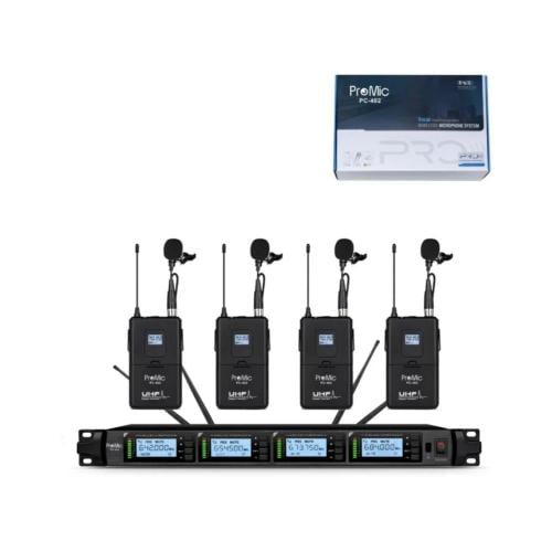 نظام ميكروفون لاسلكي رباعي القنوات مع سماعات رأس م...