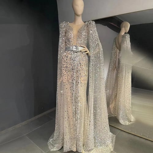 فستان سهرة بحورية البحر طويل مزين
