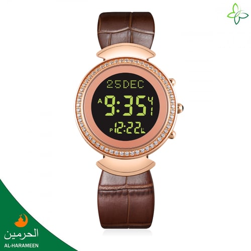ساعة الحرمين الكريستالية الأنيقة HA-6313 نسائية بأ...