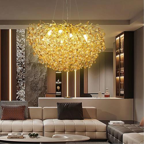 نجف مودرن ذهبي شفاف E14*13L قطر 80 سم