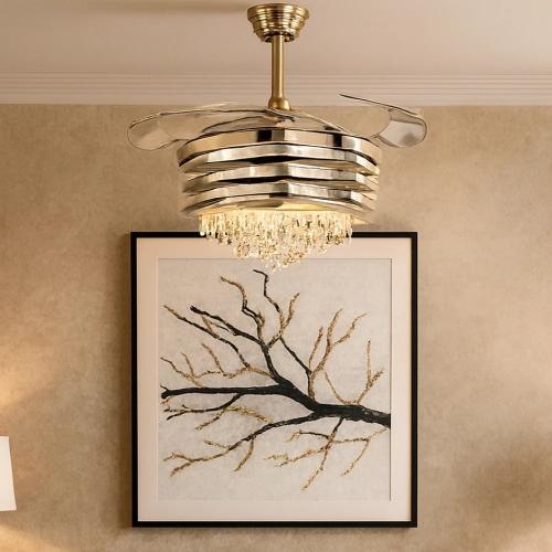 نجف مروحة ذهبي لون الانارة 3 اضاءات 75 واط مقاس 50...