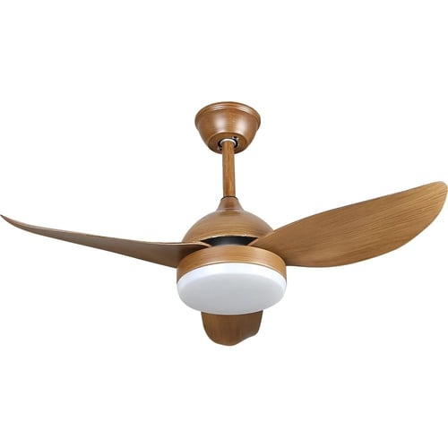 مروحة سقف مودرن خشبي بإضاءة 3 اللوان متعددة LED ور...