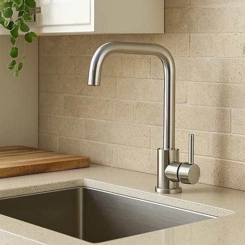 خلاط مجلى مستقيم ستانلس ستيل كروم مع ليات