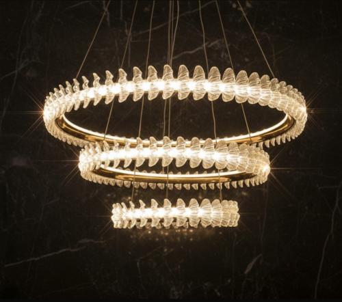 نجفة لد ثلاثة دور لون اسود انارات مع الريموت رقم ا...