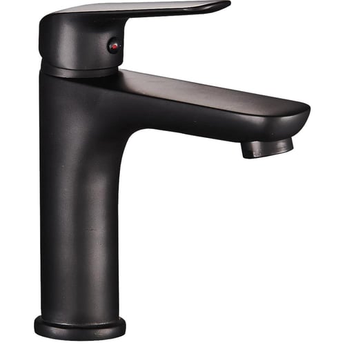 خلاط مغسلة قصير مستطيل اسود مع ليات و هراب