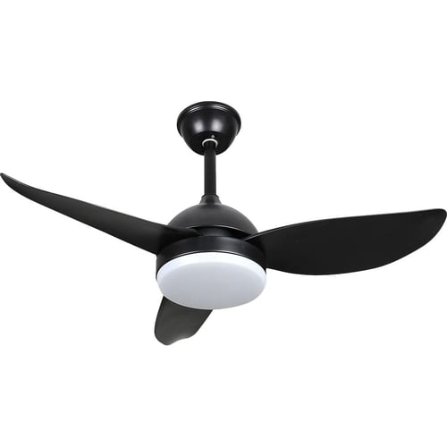 مروحة سقف مودرن باللون الأسود بإضاءة 3 اللوان متعد...