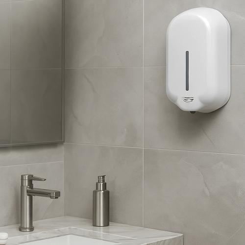 موزع صابون سائل الكتروني يعمل بالمستشعر لون ابيض ي...