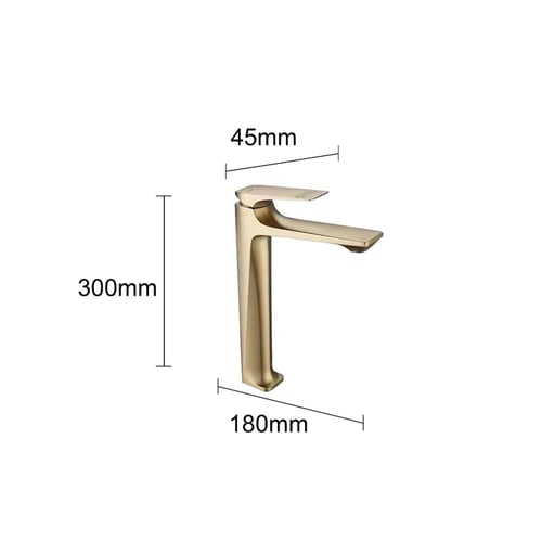 خلاط مغسلة طويل مربع بديكور معين على المقبض ذهبي م...