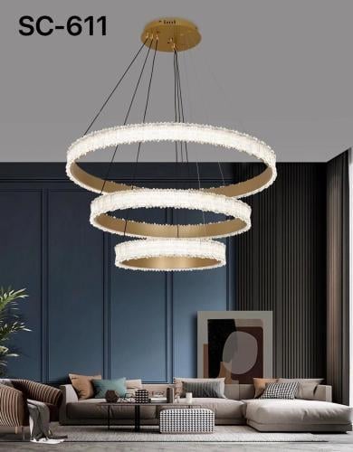 ثريا مودرن 800+600+400 ذهبي 3لون