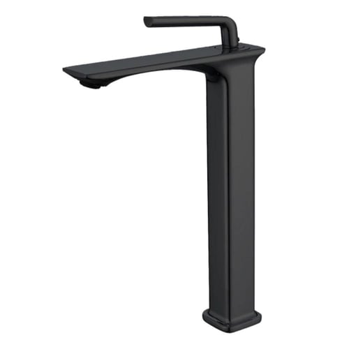 خلاط مغسلة طويل مربع راس مدور اسود مع ليات