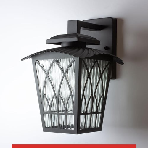 انارة خارجية جداري فانوس بتصميم كلاسيكي زجاجي مخطط