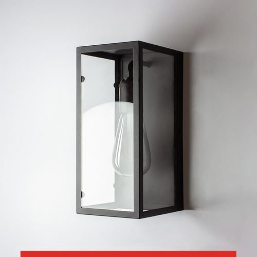 انارة جدارية فانوس خارجي بتصميم مربع زجاجي