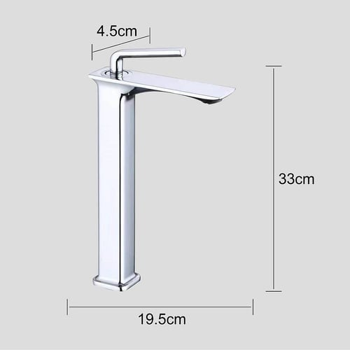 خلاط مغسلة طويل مربع راس مدور كروم مع ليات