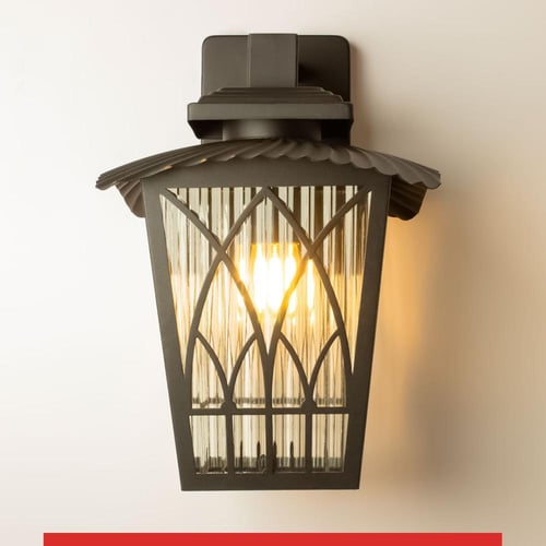 انارة خارجية جداري فانوس بتصميم كلاسيكي زجاجي مخطط