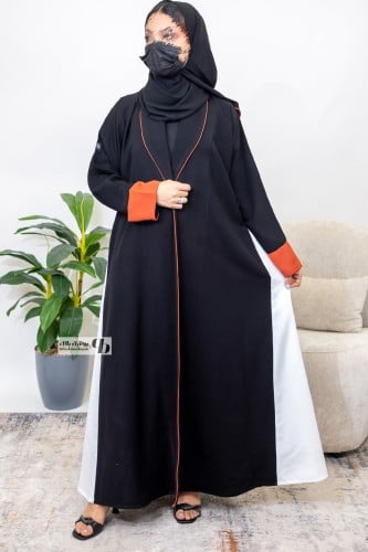 عباية نص كلوش قماش لمياء قلابي قيطان اورانج والجوا...