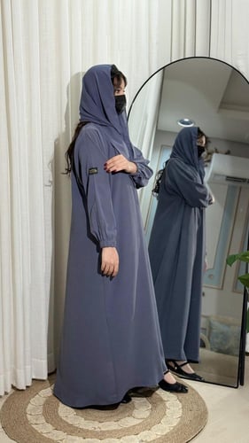 عبايه سفر ٣قطع لون رصاصي BB677