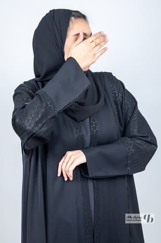 عباية نص كلوش قماش انترنت الأكمام كاملة كلفة اسود...