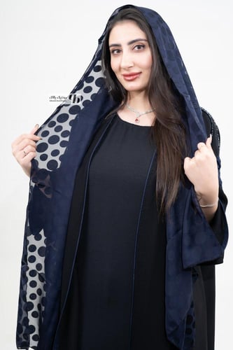 طرحة شيفون مشجر لون كحلي BB303