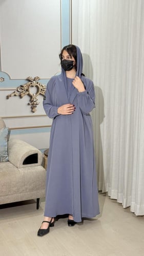 عبايه سفر ٣قطع لون رصاصي BB677