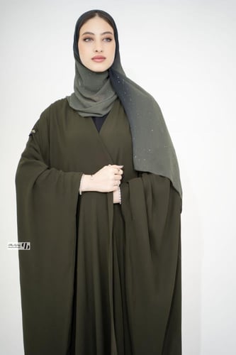 عباية بشت ملون لون اخضر ( زيتي ) BB324
