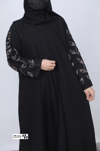 عباية ربع كلوش كتان تطريز علي الأكمام بيج BB128