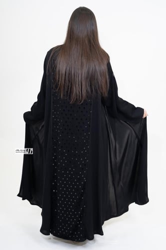 عباية قماش انترنت موديل نص كلوش شك من الخلف BB298