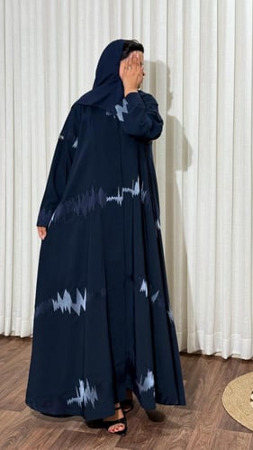 عبايه نص كلوش صيفي تطريز كامل كحلي BB716