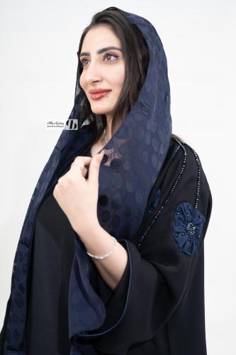 طرحة شيفون مشجر لون كحلي BB303