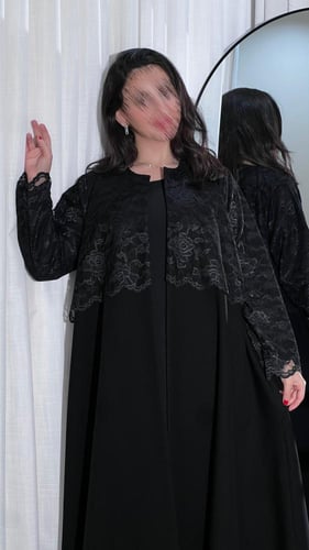 عباية نص كلوش بأكمام عادية مع لمسة من الدانتيل BB6...