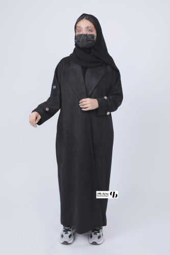 عباية شتوية شمواه أسود موديل ليزر BB072