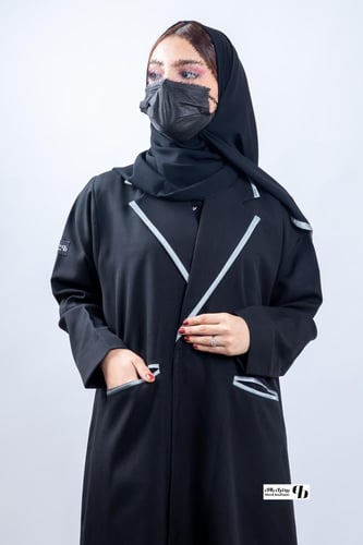 عباية كتان نص كلوش من الرقبة لف ياقا كوت بقيطان رم...