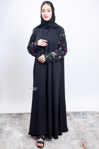 عبايه نص كلوش قماش انترنت اكمام تطريز BB248